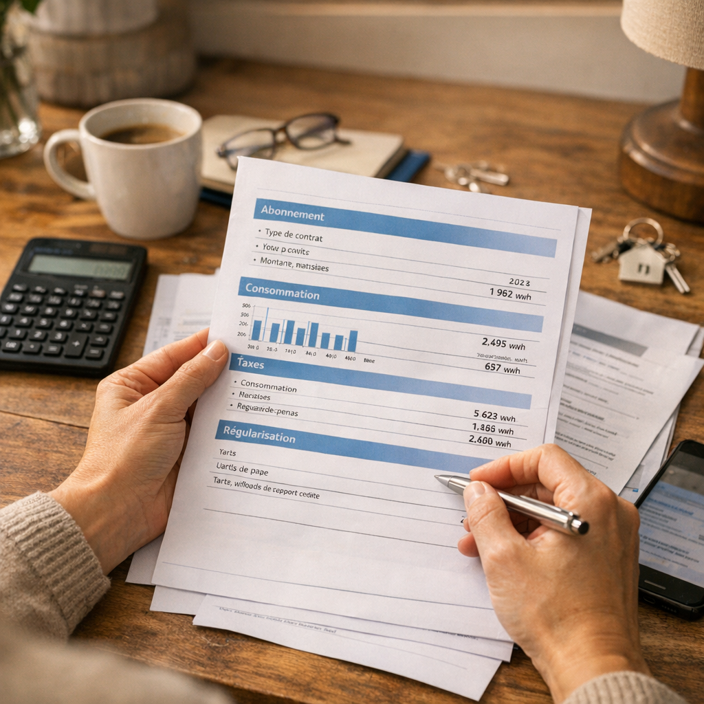 Lire les informations utiles&nbsp;: abonnement, consommation, taxes et régularisation
