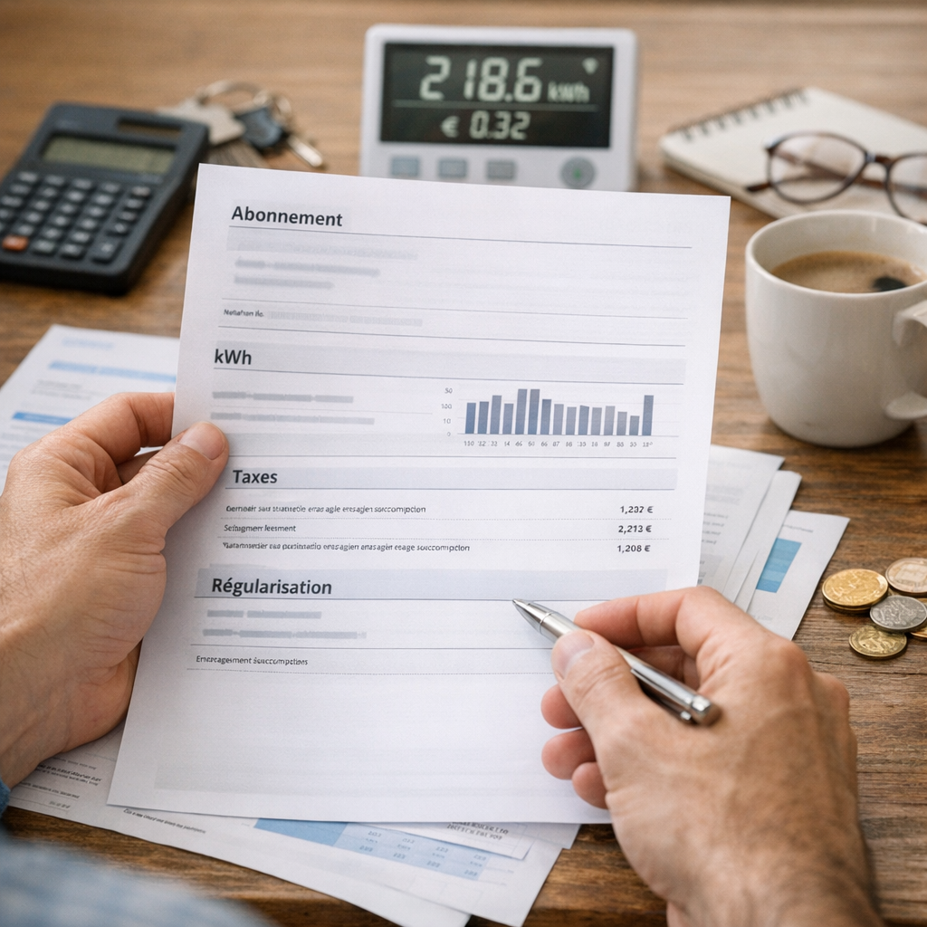 Comprendre une facture EDF 2023 : abonnement, kWh, taxes et régularisation