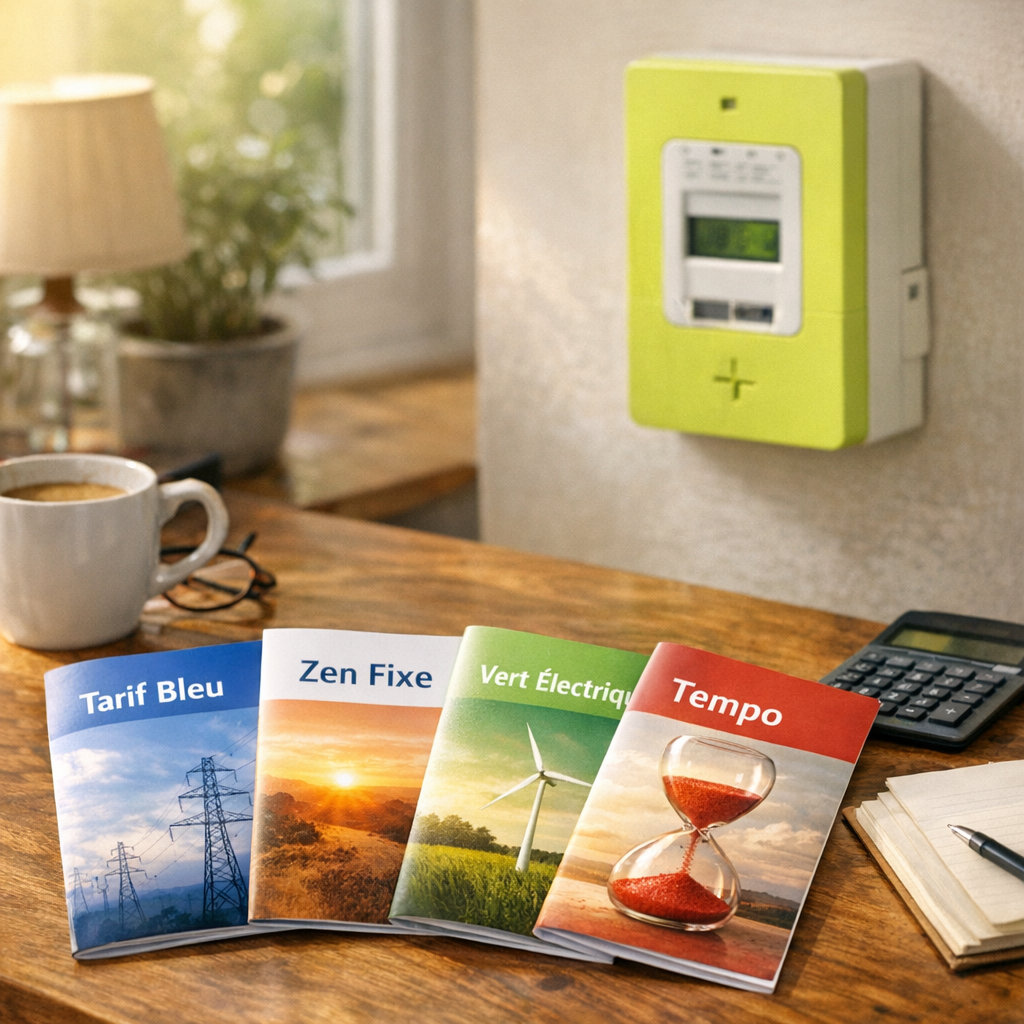 Offres EDF pour un compteur 9 kVA : Tarif Bleu, Zen Fixe, Vert Électrique, Tempo